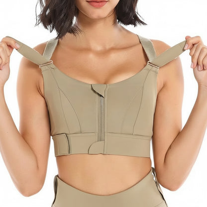Women Sports Bras Tights Crop Top Yoga Vest Front Zipper plus Size Adjustable Strap Shockproof Gym Fitness Athletic Brassiere